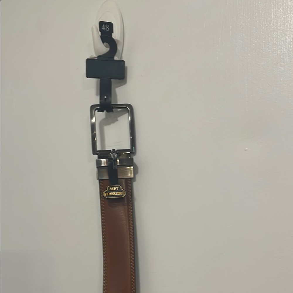 Brown/Black Reversible Leather Belt with Silver Buckle